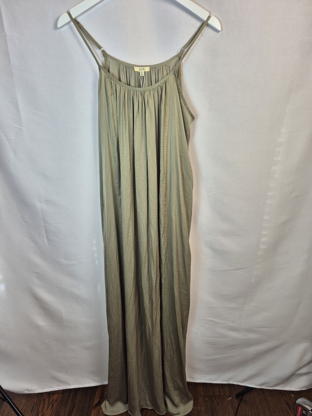 Kori Olive Maxi Dress with Spaghetti Straps Size M